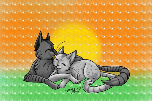 Colored cat couple..