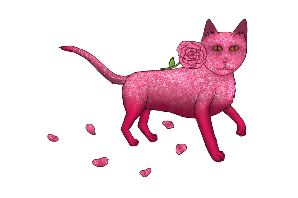 Original Rose Cat Drawing