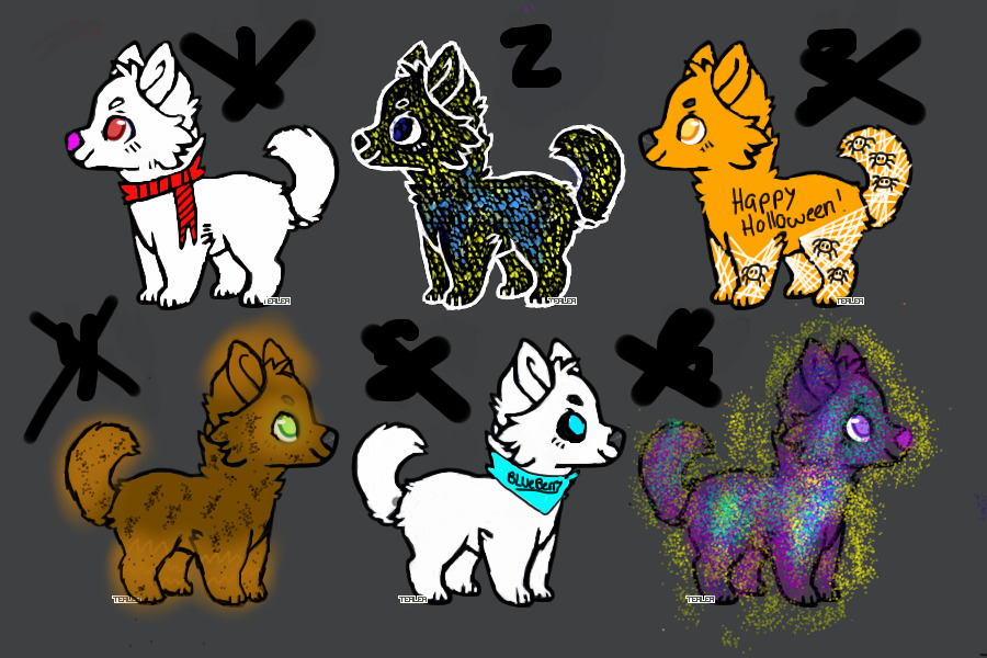 Colored in Doggos! Up for adoption!