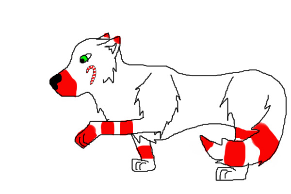 Candycane Dog/Wolf (Sample lineart for new website)