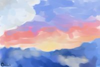 Watercolor sun over the ocean