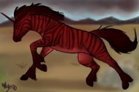 Red zebra-horse mare thing...