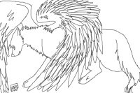 Winged wolf line art