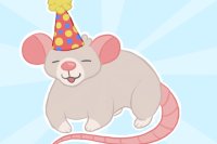 a birthday rat in a birthday hat