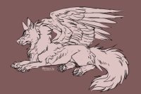 Winged Wolf Lineart
