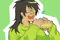 atlas eating a burger