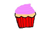 Pink iced cupcake