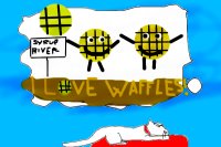 Cat dream:I love waffles!