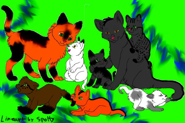 Firespots,Grayheart and their family.