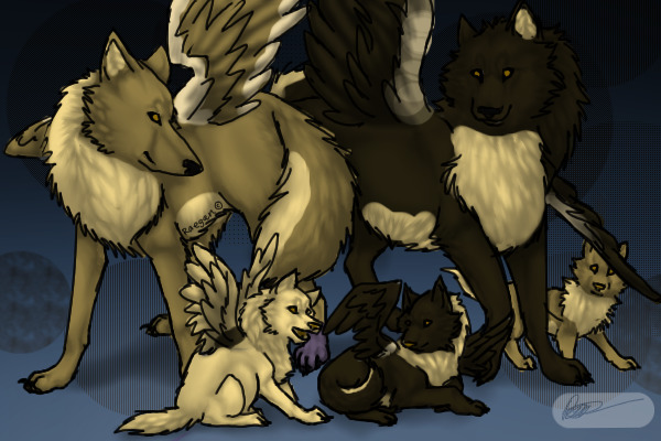 Colored in ^^ Winged Wolves