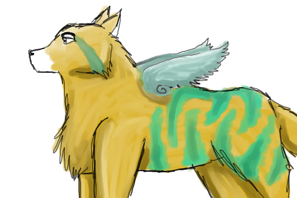 Flying Magical Orange and Blue Tiger Wolf