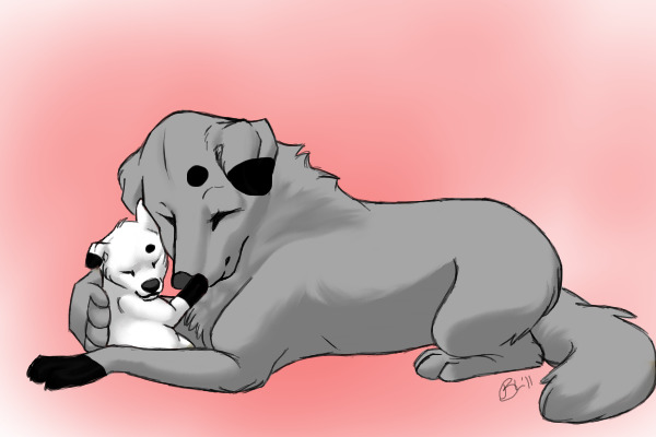 mother and pup <coloured in>