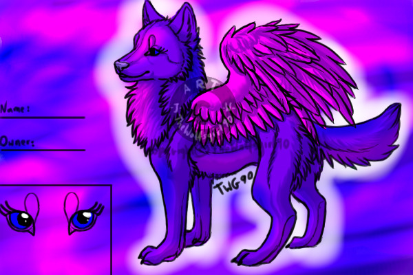Purple, Pink and Blue Wolf