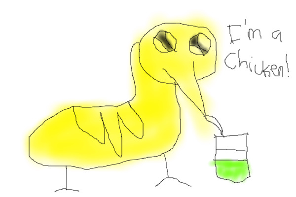 Chicken drinking a Smoothie