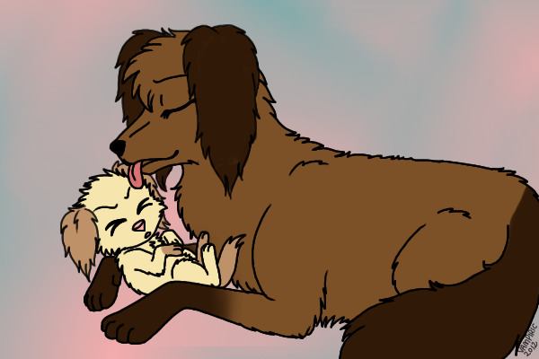 Colored in mother and puppy!