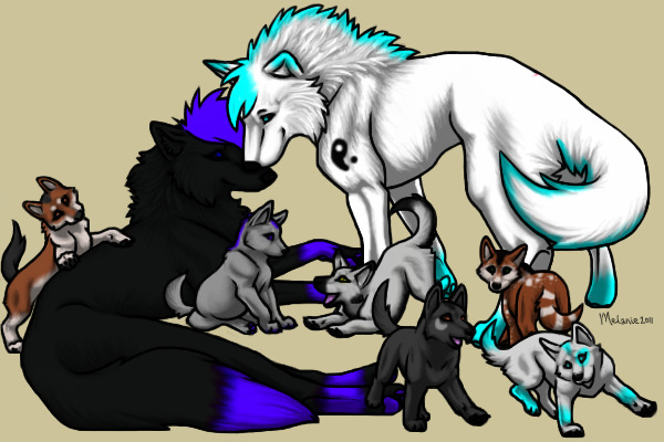 DarkWølf & WhiteWølf With Pups