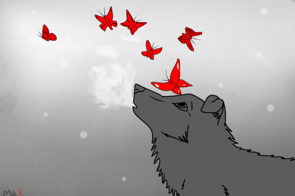 Butterflies with wolf editable