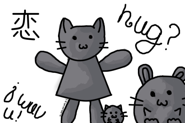 editable chibi/derp cat and bunny