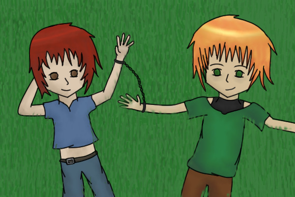 3rd Drawing: Boys in the grass