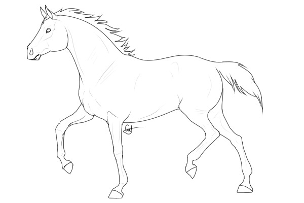 Trotting Horse Lineart