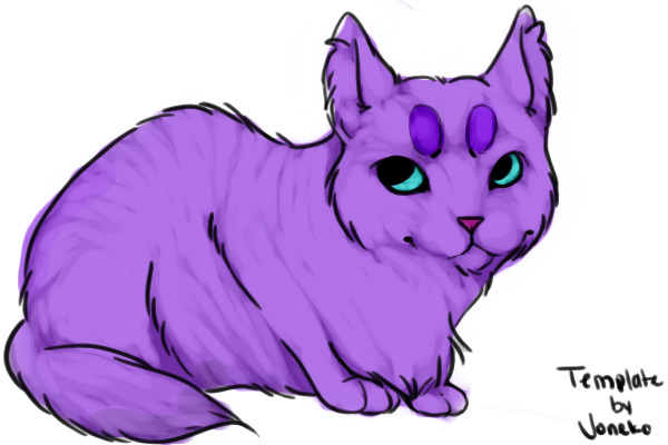 A purple,Blue,Pink,and dark purple cat
