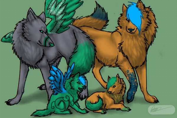 Wolf Family Colored in