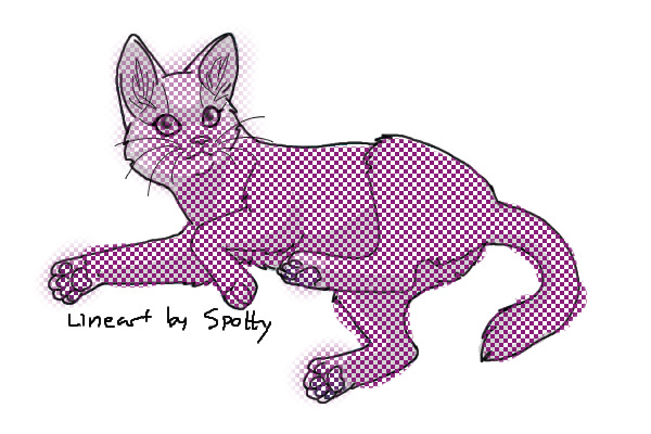 a pinkish purple checkered cat