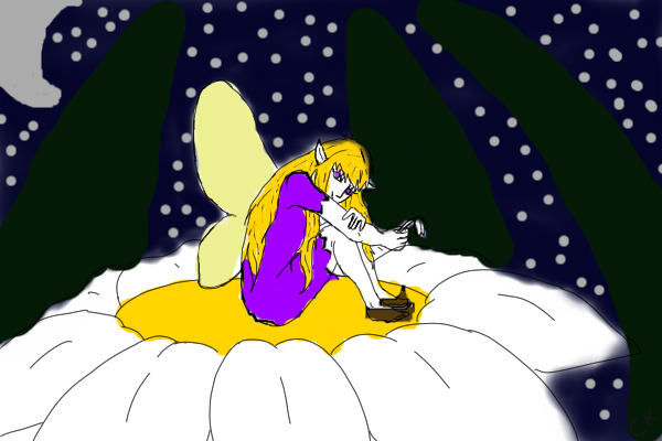 A little Fairy sitting on a Daisy