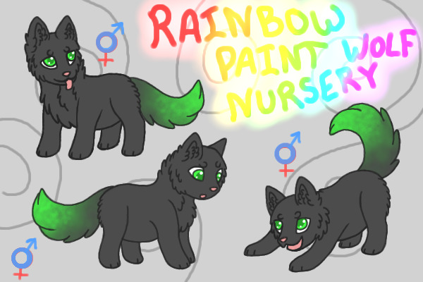 Rainbow Paint Wolf Nursery Lines