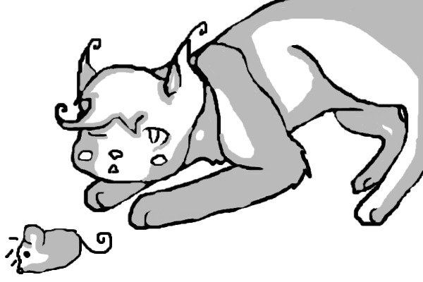 Cat Stalking Mouse Lineart