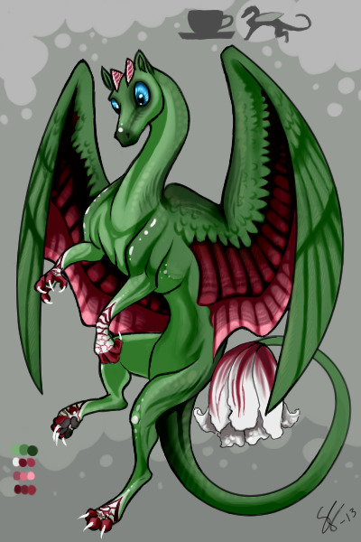 Red and White Tulip Teacup dragon