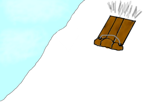 Toboganing down a hill
