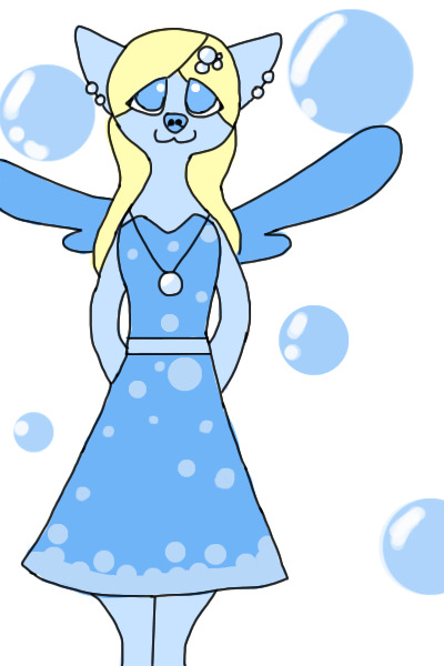 bubbles in her ball gown