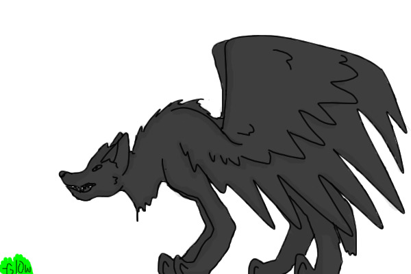 Snarling Winged Wolf
