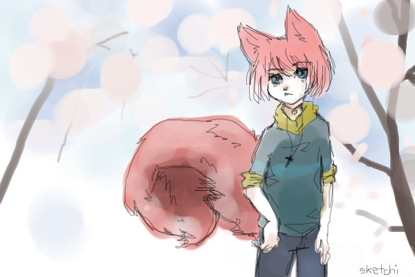 pink-haired anime anthro in touchpad