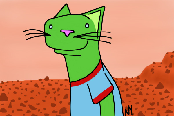 Green Tourist Cat on Mars