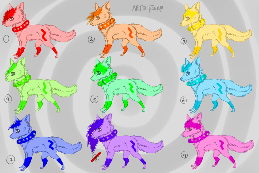 Colorful wolf adopts