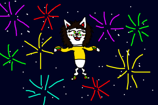 PikaLady dancing in the fireworky sky.