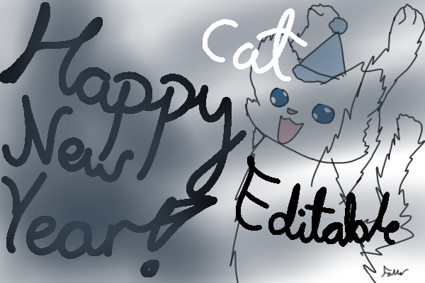 Happy new year cat editable