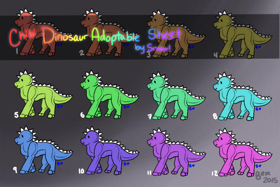 [ Chibi Dinosuar Adoptable Sheet ] • [ by Snow! ]
