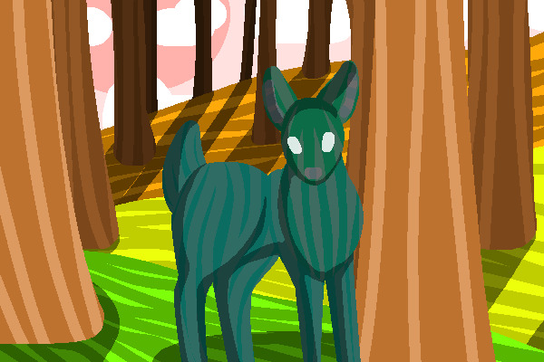 deer in a stripey forest