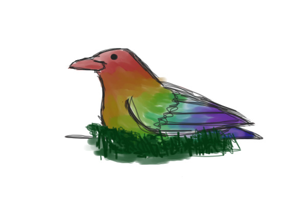 gay bird in a patch of oregano