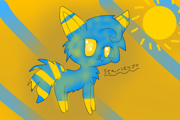 Yellow and blue chibi wolf