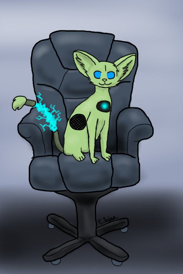 Hazard Cat in a Computer Chair