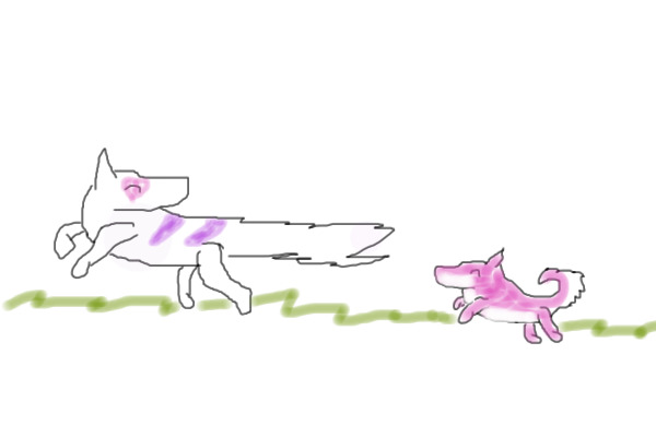 Wolf running with Pup