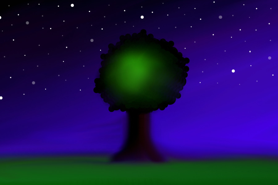 Tree in Night Sky