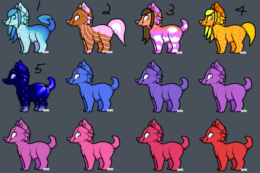 4 adoptable dog designs !!