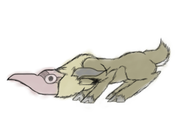 Doodle of a smol deer with a plague mask