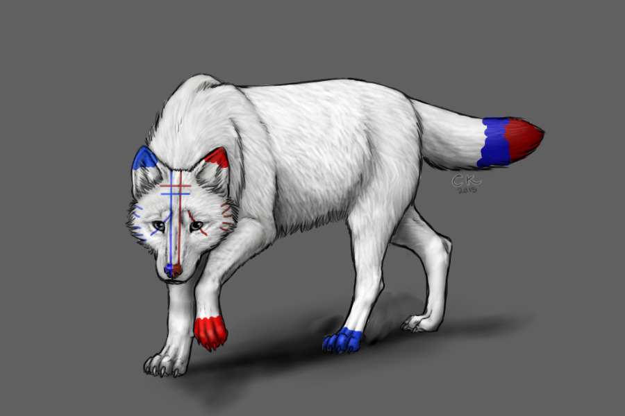 Red and Blue Wolf
