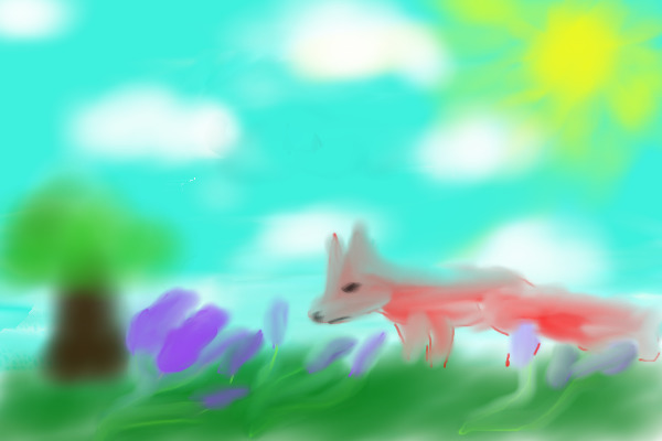 Fox in a WIndswept Field